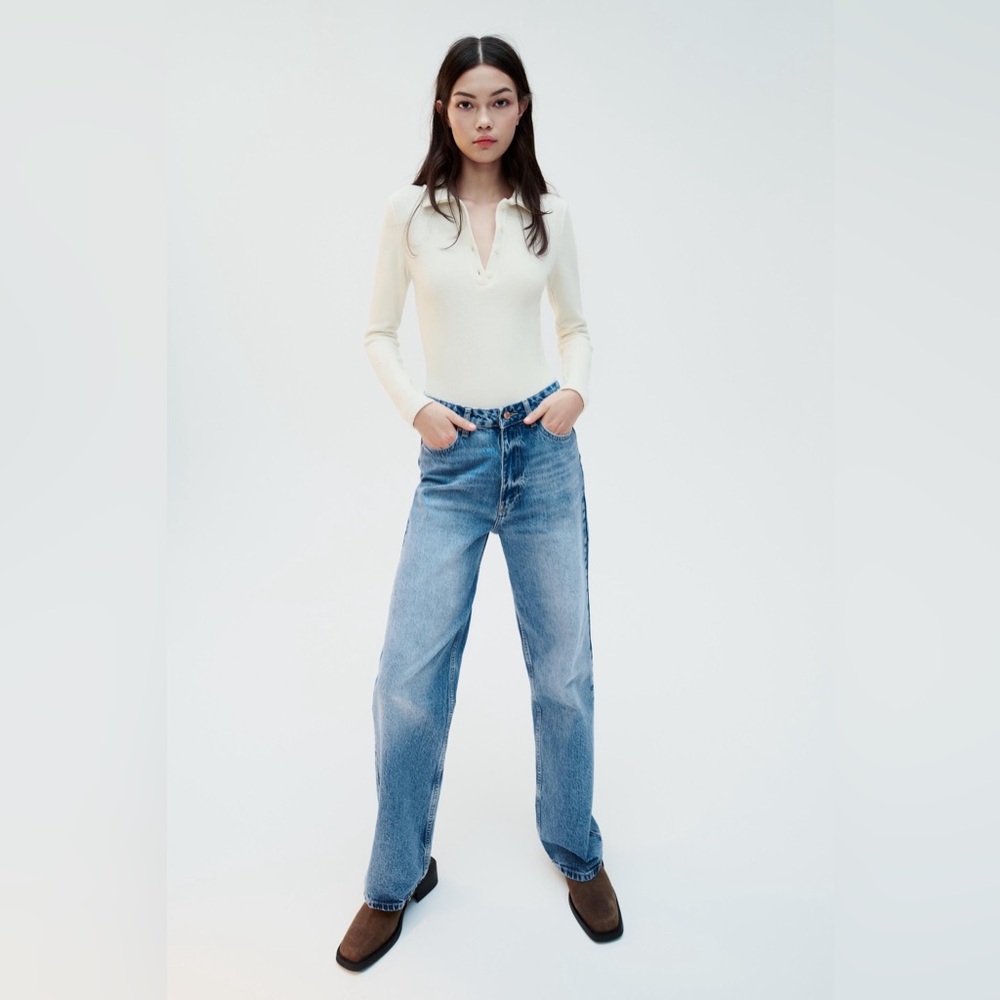 ZARA  HIGH-WAISTED FULL LENGTH Z1975 STRAIGHT LEG JEANS / REF. 6147/062